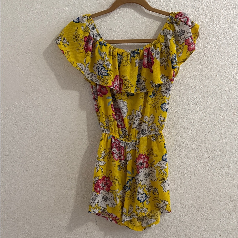 Floral Yellow Off-Shoulder Dress